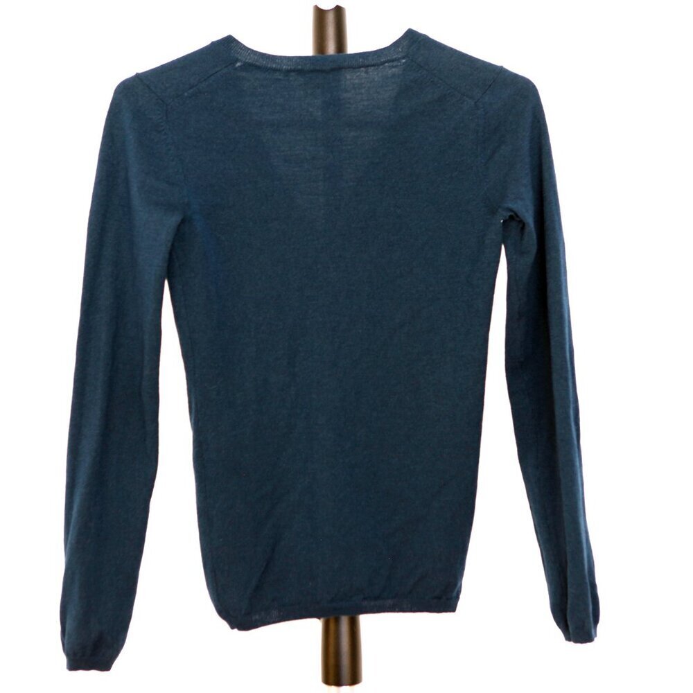 Theory Wool Dark Blue/Green Lightweight‎ V-Neck Pullover Sweater Sz XS - Picture 6 of 11